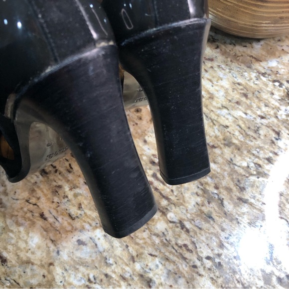 GUCCI Patent Leather Suede Black D'Orsay Square Toe Block Heel Pumps 5.5 - Picture 11 of 13